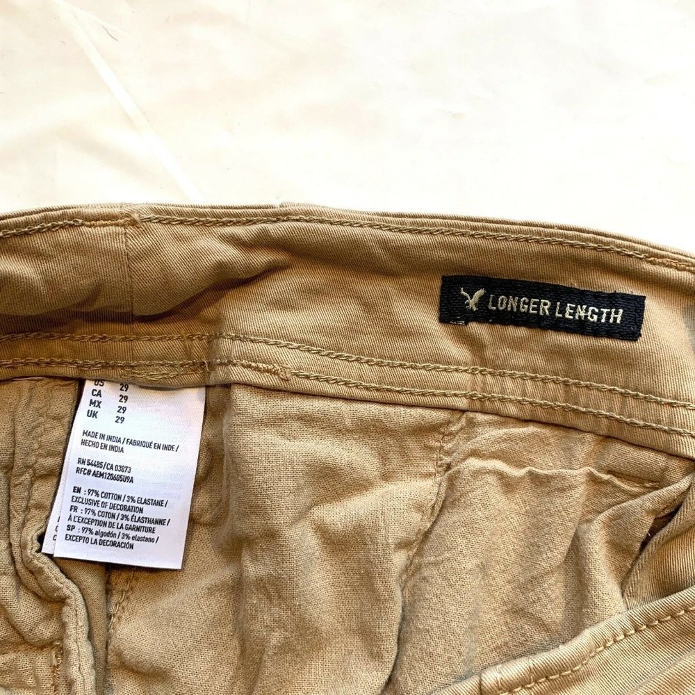 American Eagle Longer Length Chino Shorts Mens 29x12 Extreme Flex Khaki‎ NEW - Picture 8 of 12